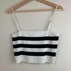 Hersy Black and White Striped Women's Crop tank top